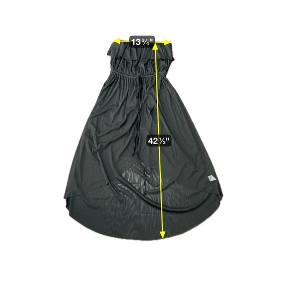 Cynthia Rowley Black Strapless Maxi Dress Ruffle Detail Elastic Waist Sz Medium - Picture 7 of 8